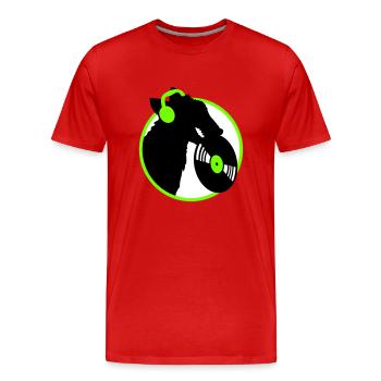 Dog DJ Music Play Club Disco Vinyl Record Fun - Men's Premium Organic T-Shirt - red - Front - Damien (186cm)