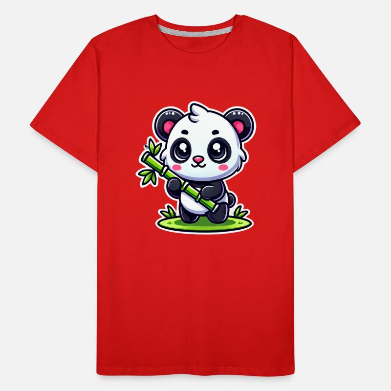 Süßer Panda mit Bambus Männer Premium Bio T-Shirt