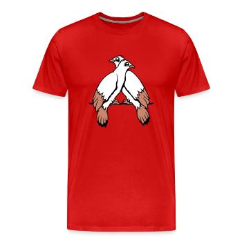 2 Tauben Vögel zwei Freunde sitzten Kabel Paar - Männer Premium Bio T-Shirt - Rot - Vorne - Damien (186cm)