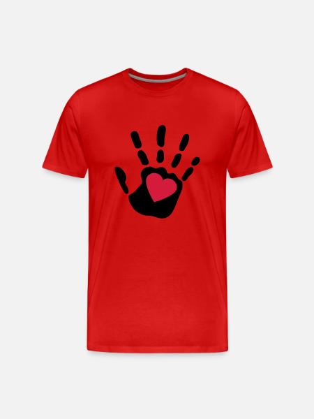 love_handprint_2c - Men's Premium Organic T-Shirt - red