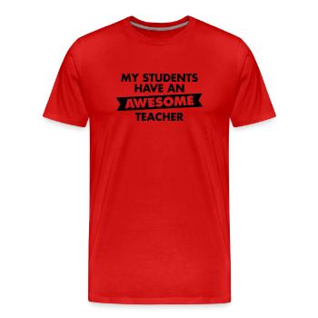 Awesome Teacher - Men's Premium Organic T-Shirt - red - Front - Damien (186cm)
