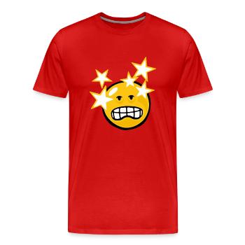Smiley Hangover - Men's Premium Organic T-Shirt - red - Front - Damien (186cm)