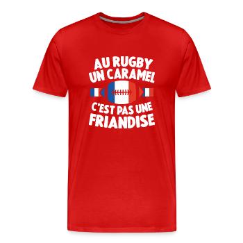 Au Rugby Un Caramel C'est Pas Une Friandise Cadeau - T-shirt bio Premium Homme - rouge - Devant - Damien (186cm)