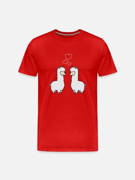 Alpaka Love - Männer Premium Bio T-Shirt - Rot