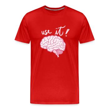 Cerveau - Utilisez-le ! - T-shirt bio Premium Homme - rouge - Devant - Damien (186cm)
