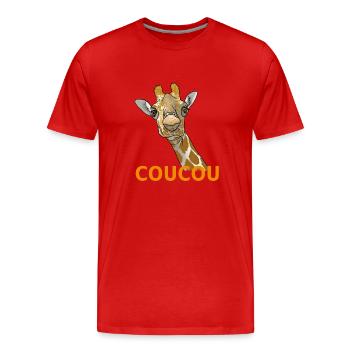 Girafe Coucou - T-shirt bio Premium Homme - rouge - Devant - Damien (186cm)