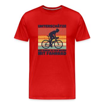 Alter Mann Fahrrad Opa Großvater Papa Geschenk Fun - Männer Premium Bio T-Shirt - Rot - Vorne - Damien (186cm)