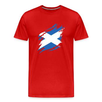 Scotland Flag Scottish Flag Alba GB UK - Men's Premium Organic T-Shirt - red - Front - Damien (186cm)