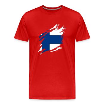 Finland Flag Suomi Finnish Flag Used Look - Men's Premium Organic T-Shirt - red - Front - Damien (186cm)