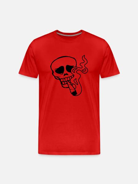 Joint smoking skull weed - Men's Premium Organic T-Shirt - red