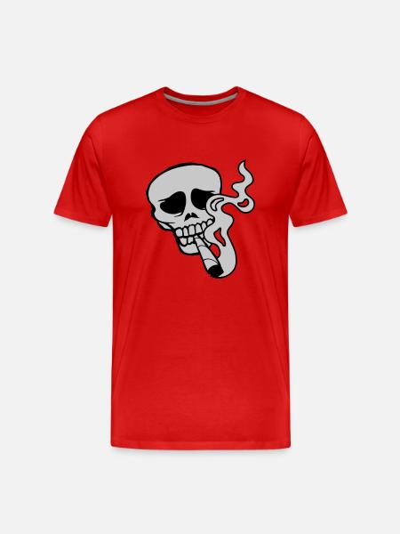 Weed smoking skull skeleton - Men's Premium Organic T-Shirt - red
