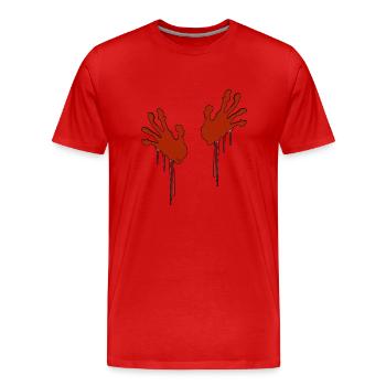 bloody hands - Men's Premium Organic T-Shirt - red - Front - Damien (186cm)