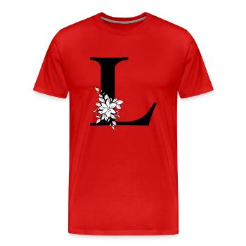 Lettre L - T-shirt bio Premium Homme - rouge - Devant - Damien (186cm)
