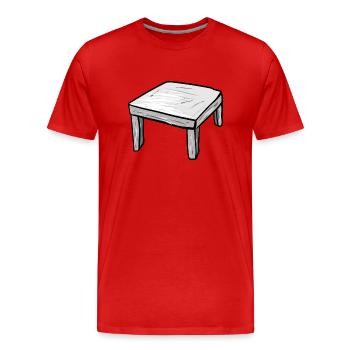 Icône de dessin animé de table de table en bois - T-shirt bio Premium Homme - rouge - Devant - Damien (186cm)