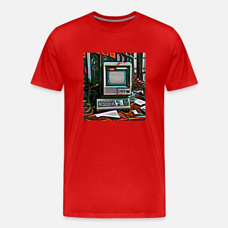 Alter Digital Art Computer - Männer Premium Bio T-Shirt - Rot