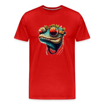 Même un crocodile part en vacances en été - T-shirt bio Premium Homme - rouge - Devant - Damien (186cm)