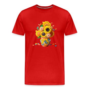 Le bouquet de tournesols - T-shirt bio Premium Homme - rouge - Devant - Damien (186cm)