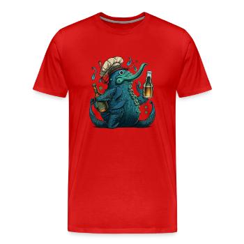 Monstre marin avec de la bière artisanale - T-shirt bio Premium Homme - rouge - Devant - Damien (186cm)