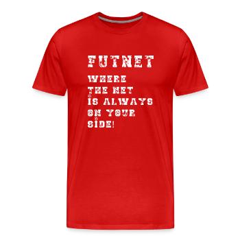 Futnet: Wo das Netz immer auf deiner Seite ist! - Männer Premium Bio T-Shirt - Rot - Vorne - Damien (186cm)