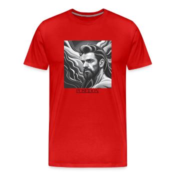 GREEK POSEIDON - Männer Premium Bio T-Shirt - Rot - Vorne - Damien (186cm)
