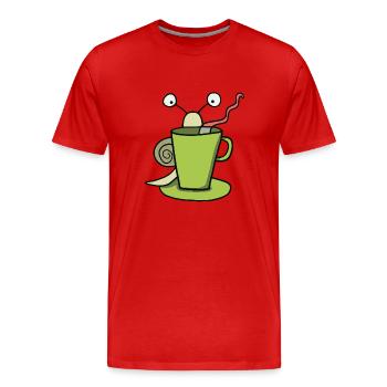 Kaffeetasse und Schnecke - Männer Premium Bio T-Shirt - Rot - Vorne - Damien (186cm)