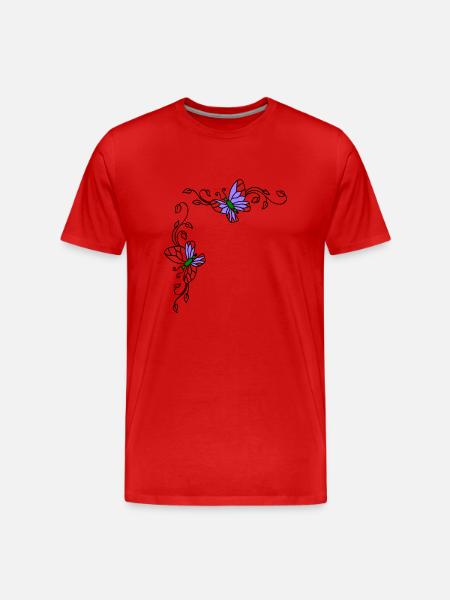 Butterflies with flower tendrils - Men's Premium Organic T-Shirt - red