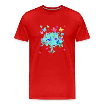Tree of Life,Tree of Life,Flowers,Butterflies - Men's Premium Organic T-Shirt - red - Front - Damien (186cm)