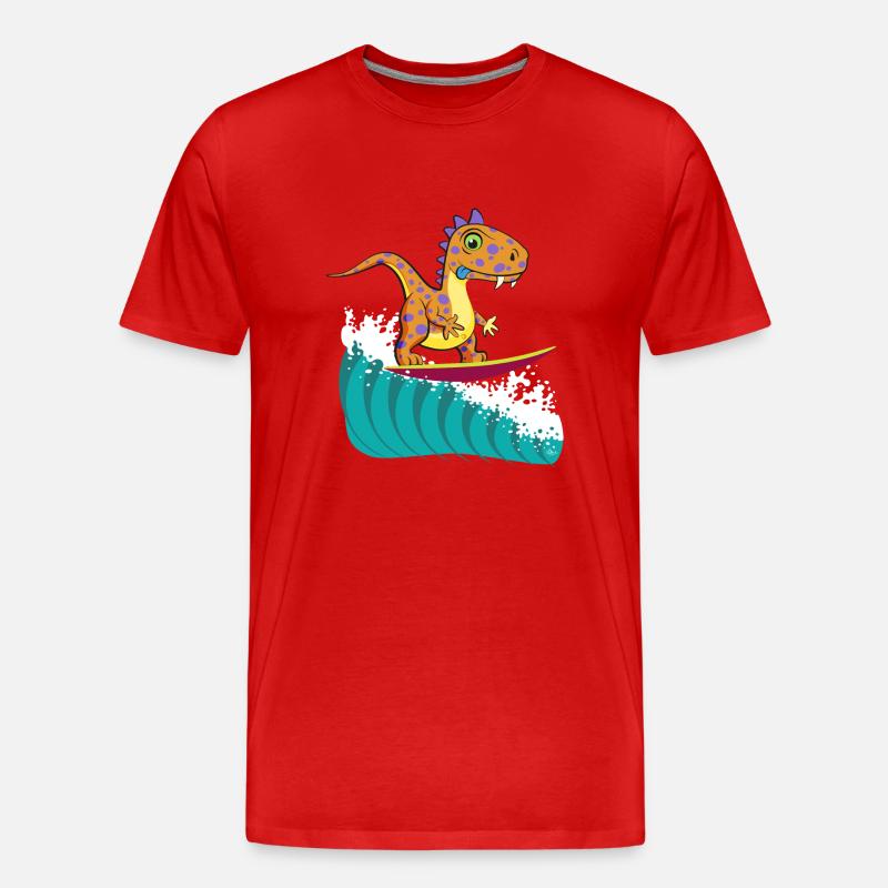 Dino Surf Cool #2 - Männer Premium Bio T-Shirt - Rot