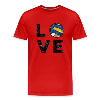 Volley-ball amour - T-shirt bio Premium Homme - rouge - Devant - Damien (186cm)
