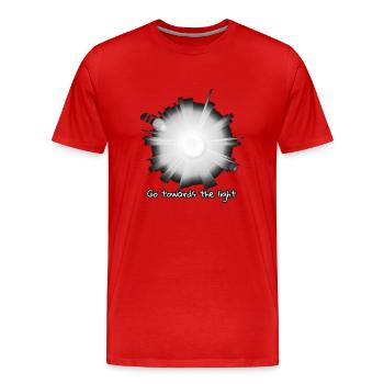 Gehe dem Licht entgegen - Männer Premium Bio T-Shirt - Rot - Vorne - Damien (186cm)