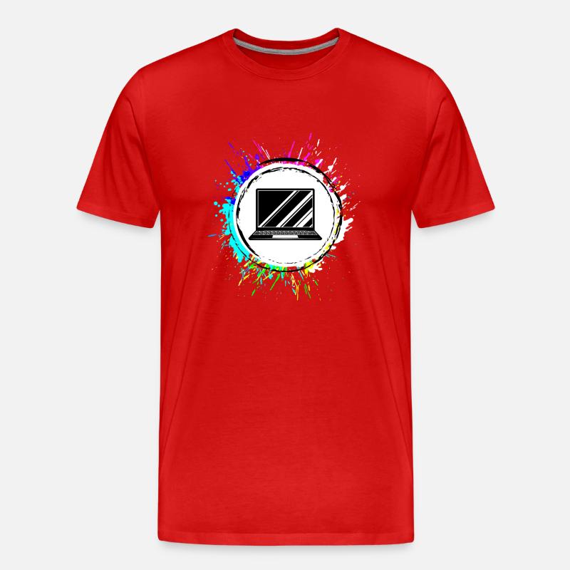 Laptop Symbol Bunt - Männer Premium Bio T-Shirt - Rot