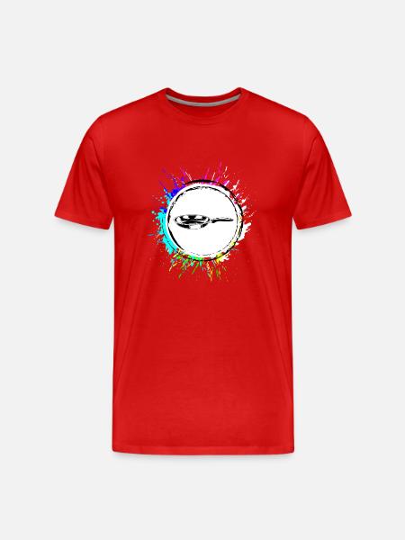 Pfanne Logo Bunt Kochen - Männer Premium Bio T-Shirt - Rot