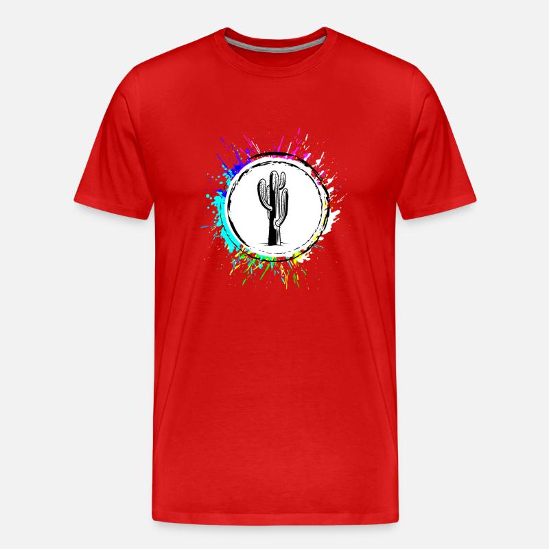 Kaktus Element Bunt - Männer Premium Bio T-Shirt - Rot