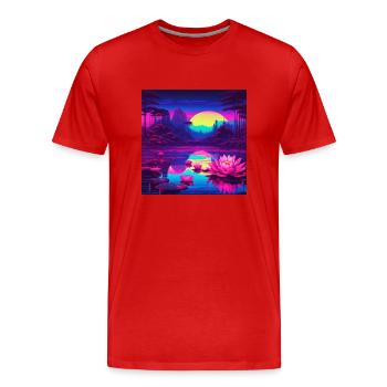 Seerosen auf dem See - Männer Premium Bio T-Shirt - Rot - Vorne - Damien (186cm)