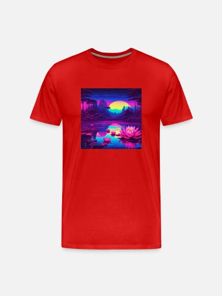 nénuphars sur le lac - T-shirt bio Premium Homme - rouge