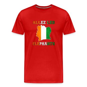 Allez Les Éléphant Maillot de Pied Côte d'Ivoire - T-shirt bio Premium Homme - rouge - Devant - Damien (186cm)