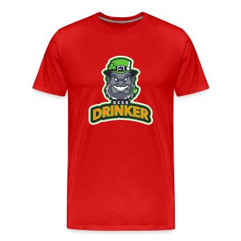 Beer Drinker - Men's Premium Organic T-Shirt - red - Front - Damien (186cm)