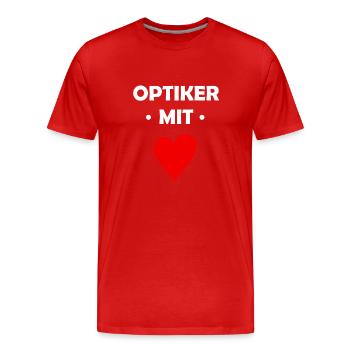 Optiker mit Herz - Brille - Optik - Augen - Männer Premium Bio T-Shirt - Rot - Vorne - Damien (186cm)