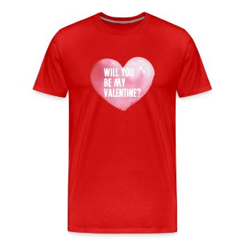 Valentine Geschenke / Will you be my valentine? - Männer Premium Bio T-Shirt - Rot - Vorne - Damien (186cm)