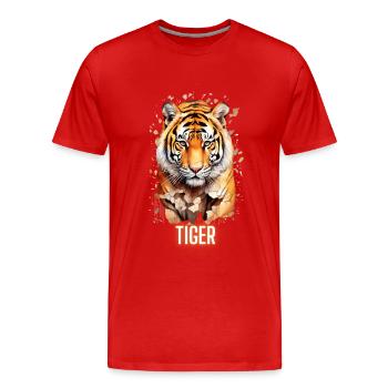 Majestic Tiger Essence Tee - Männer Premium Bio T-Shirt - Rot - Vorne - Damien (186cm)