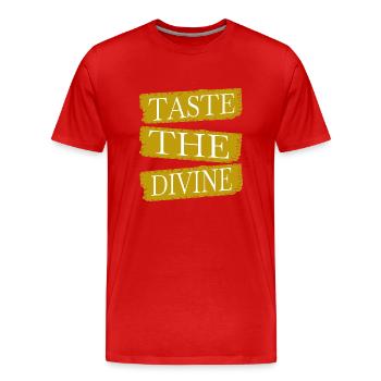 funny sayings happy delicious flavors - Männer Premium Bio T-Shirt - Rot - Vorne - Damien (186cm)