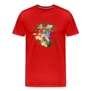 Feuilles de vignes avec raisins blanc et noir - T-shirt bio Premium Homme - rouge - Devant - Damien (186cm)