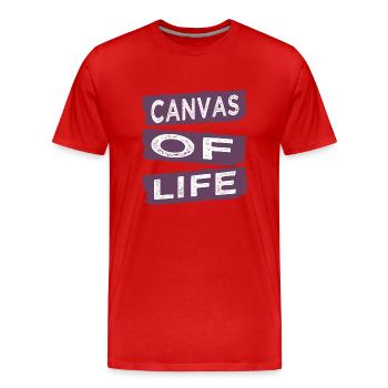 funny quote written expression happy beauty - Men's Premium Organic T-Shirt - red - Front - Damien (186cm)