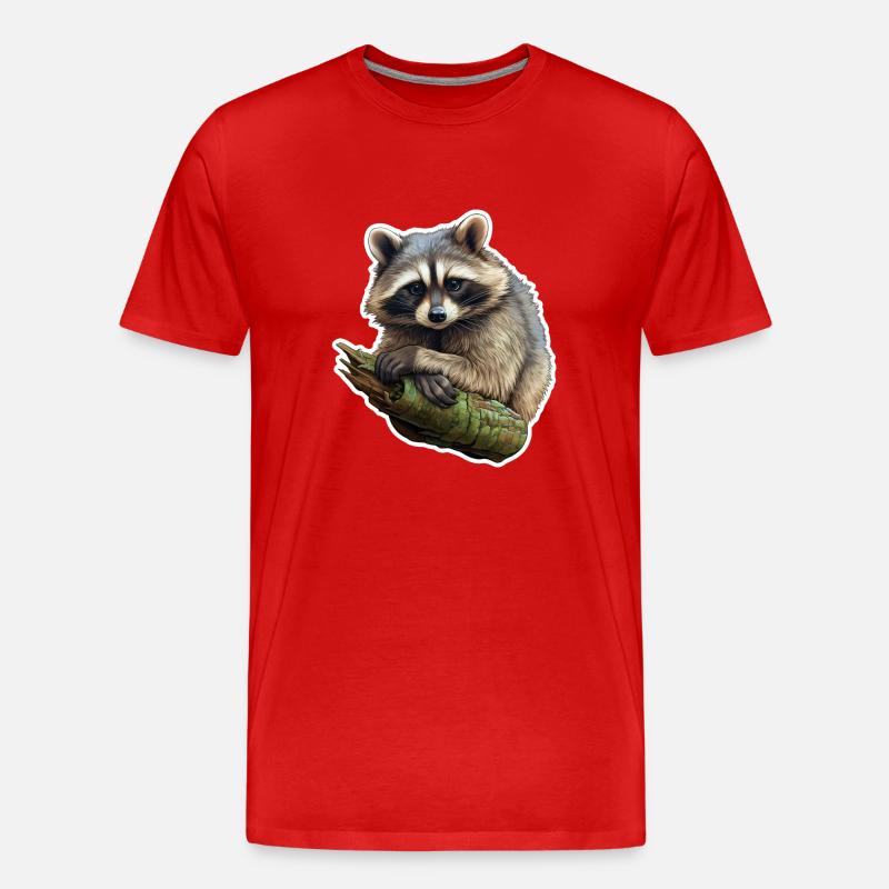 Waschbär - Männer Premium Bio T-Shirt - Rot