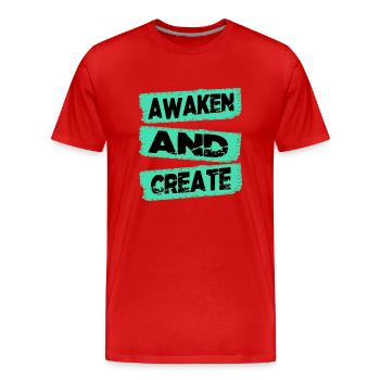 L’innovation continue Illumination - T-shirt bio Premium Homme - rouge - Devant - Damien (186cm)