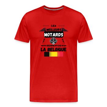 DIE BESTEN BIKER KOMMEN AUS BELGIEN - Männer Premium Bio T-Shirt - Rot - Vorne - Damien (186cm)