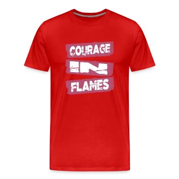 La bravoure en action Vaincre les peurs Service d’incendie - T-shirt bio Premium Homme - rouge - Devant - Damien (186cm)