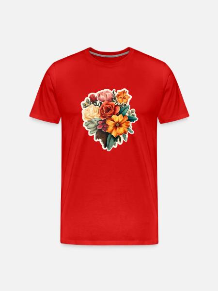 Blumenstrauß bunt - Männer Premium Bio T-Shirt - Rot