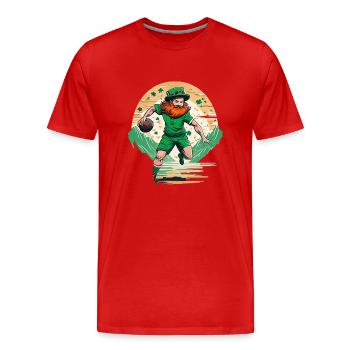 St. Patrick’s Day Shamrock Handball - T-shirt bio Premium Homme - rouge - Devant - Damien (186cm)