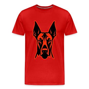 Tête de chien Doberman - T-shirt bio Premium Homme - rouge - Devant - Damien (186cm)